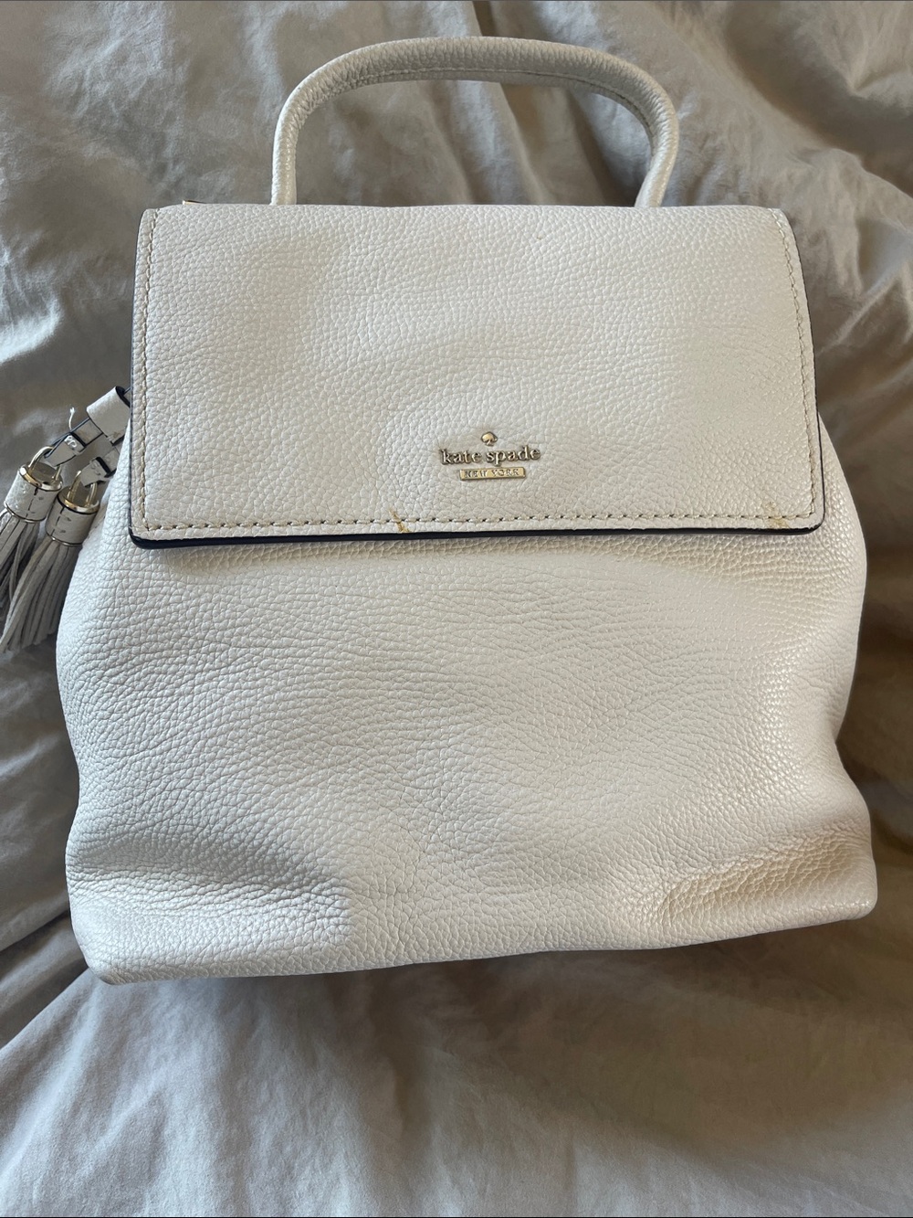 Kate Spade Leila Medium Pebbled Leather Satchel with Tassel